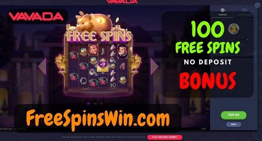 100 Freispiele ohne Einzahlung mit einem Button, den Sie im abgebildeten Vavada Casino anfordern können.