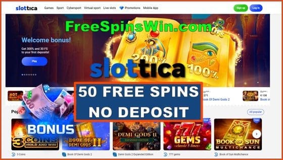 Lesen Sie die vollständige Überprüfung des Casinos Slottica und fordern Sie Freispiele bei FreeSpinsWin.com ist in diesem Bild.