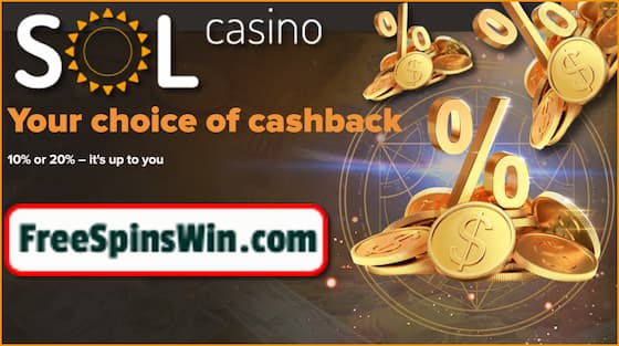 Holen Sie sich ein profitables Cashback auf Einzahlungen in das Casino Sol in diesem Bild gemacht.