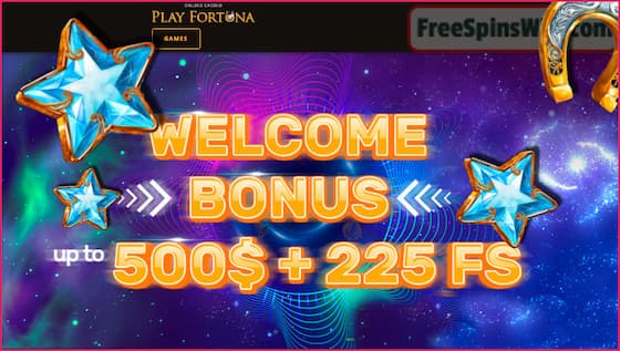 Erhalten Sie Freispiele für die Anmeldung und einen Willkommensbonus im Casino Play Fortuna in diesem Bild!