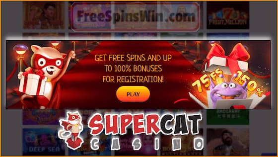 Basta se registrar no cassino Super Cat e ganhar 60 rodadas sem depósito nesta imagem!